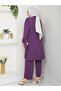 Large Size Double Hijab Set with Pearl Beaded Collar and Cuffs - 4