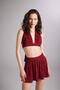 Elastic Waist Tie Comfy Bustier Claret Red - 3