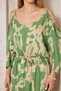 Women's Elastic Waist, Belt Shoulder, Low-Cut, Loose, Long Dress Viscose 700-3628341 - 2
