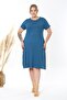 Women's Petrol Blue Plus Size Stretchy Midi Dress - 3