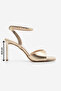 Women's Blunt Toe Ankle Strap Classic Heeled Sandals Vados Gold - 3