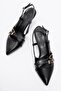 Women's 3-Buckle Heeled Shoes Black Patent Leather - 5