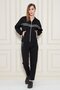 Women's Cotton Full Zip Hooded Tracksuit Set Black 5552-S