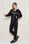 Women's Cotton Full Zip Hooded Tracksuit Set Black 5552-S - 4
