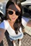 Valery Gold Black Metal Pentagonal Unisex Sunglasses - 5