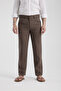 Regular Fit Brown 100% Linen Trousers - 2