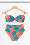 241231 Women's Leaf Padded Strapless High Waist Bikini Set