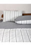 طقم غطاء لحاف فردي بنمط مخطط من أنثراسايت، ملاءة سرير للاستخدام على الوجهين، لون أنثراسايت عادي - 4