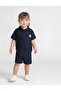 Girl's Navy Blue Strawberry Embroidered Top Short Sleeve Shirt Bottom Short Set - 4