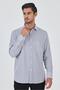 Men's Long Sleeve Striped Pattern Hard Collar Pocket Cotton Comfort Fit Shirt 1004250179