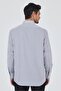 Men's Long Sleeve Striped Pattern Hard Collar Pocket Cotton Comfort Fit Shirt 1004250179 - 5