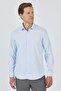 Men's White-Blue Hard Collar Long Sleeve Slim Fit Flexible Shirt 1004250229 - 3