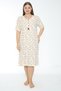 Women's Plus Size Floral Print 100% Cotton Short Sleeve Nightgown / Cream-Purple - 501-B - 2