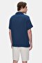 Dismas Navy Blue Muslin Embroidered Standard Fit Men's Shirt - 5