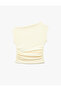 Wrap Fabric Textured Draped Boat Neck Sleeveless Blouse - 4