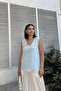 Women's Blue Muslin Straw Detailed Blouse - 700-3424 - 4