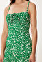 Floral Patterned Slit Summer Knitted Dress Live Green Lci0003 - 5