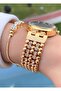 Gold Yellow Steel Cord Bridal, Engagement, Wedding Small Case Wrist Watch - 5
