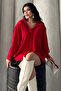 Women's Perla Red Single Pocket Oversize Shirt, Wide Fit Shirt, Aerobin Shirt