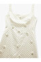 Square Neck Sleeveless Applique Flower Detail Satin Slim Fit Jewel Mini Evening Dress - 6