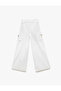 Cotton Belted Cargo Pocket Detailed Wide Leg Trousers - 6