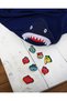 Shark - Shark Embroidered Muslin 100% Organic Cotton - Summer Sea and Pool Wear - Baby Newborn Bath Drying Swaddle - Towel - Hooded - Poncho - Navy Blue - 6