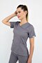 Gray Elastic Hem Double-Breasted Viscose Stretch Fabric Atlantis Surgical Atlantis Model Jogger Uniform Set - 2