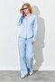 Waist-Fitted Bell Sleeve Lycra Cotton Shirt - Blue | MKS161463-01 - 4