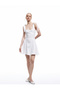 Sleeveless U Neck Mini Linen Blend Dress with Tie Detail