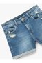 Layered Leg Worn Button Pocket Skinny Fit Mini Denim Shorts - 3