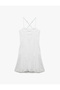 Poplin Slim Fit Cross Strap Pleated Mini Fishtail Dress - 4