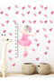 Pink Dressed Children's Room Wall Sticker with Height Gauge - Glass, Wood - 4