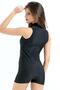 Women's Zippered Swimsuit 4389 Black - 2