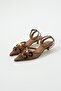 Amora Flower Detail Mesh Brown Heeled Shoes