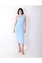 Women's Blue One Shoulder Draped Midi Length Dress - 7