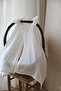 Baby Stroller Cover with Muslin Pompom 100% Cotton - White - 3