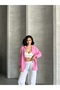 Women's Pink Muslin Fabric Oversize Shirt - 6