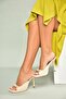 U997451204 Skin Fabric Thin Heeled Women's Slippers