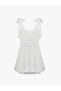Sleeveless U Neck Mini Linen Blend Dress with Tie Detail - 3