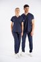 Navy Blue Dr. Greys Model Lycra Nurse Uniform Unisex Bat Sleeve Doctor Scrubs Hospital Team - 4