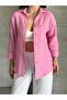 Women's Pink Muslin Fabric Oversize Shirt - 3