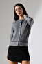 Raye Women's Soft Textured Ribbed Crew Neck Buttoned Long Sleeve Knitted Cardigan - Smoked - 5