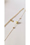 Leaf Steel, Yellow Ceramic Bead Detailed Double Steel Anklet Set - 3