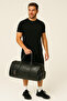 Sports Bag Men's Leather Travel Shoe Compartment Black - 4
