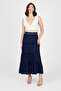 Maxi Length Skirt with Elastic Waist and Fold Detail - 5