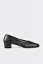 Black Leather Women's Heeled Shoes
