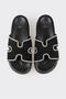 Black Leather Women's Sports Slippers - 4