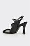 Black Leather Women's Heeled Shoes - 3