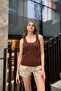 Dark Brown Ribbed Strap Basic Undershirt - 6