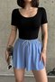 Blue Loose Fit Leggings Sports Shorts - 3